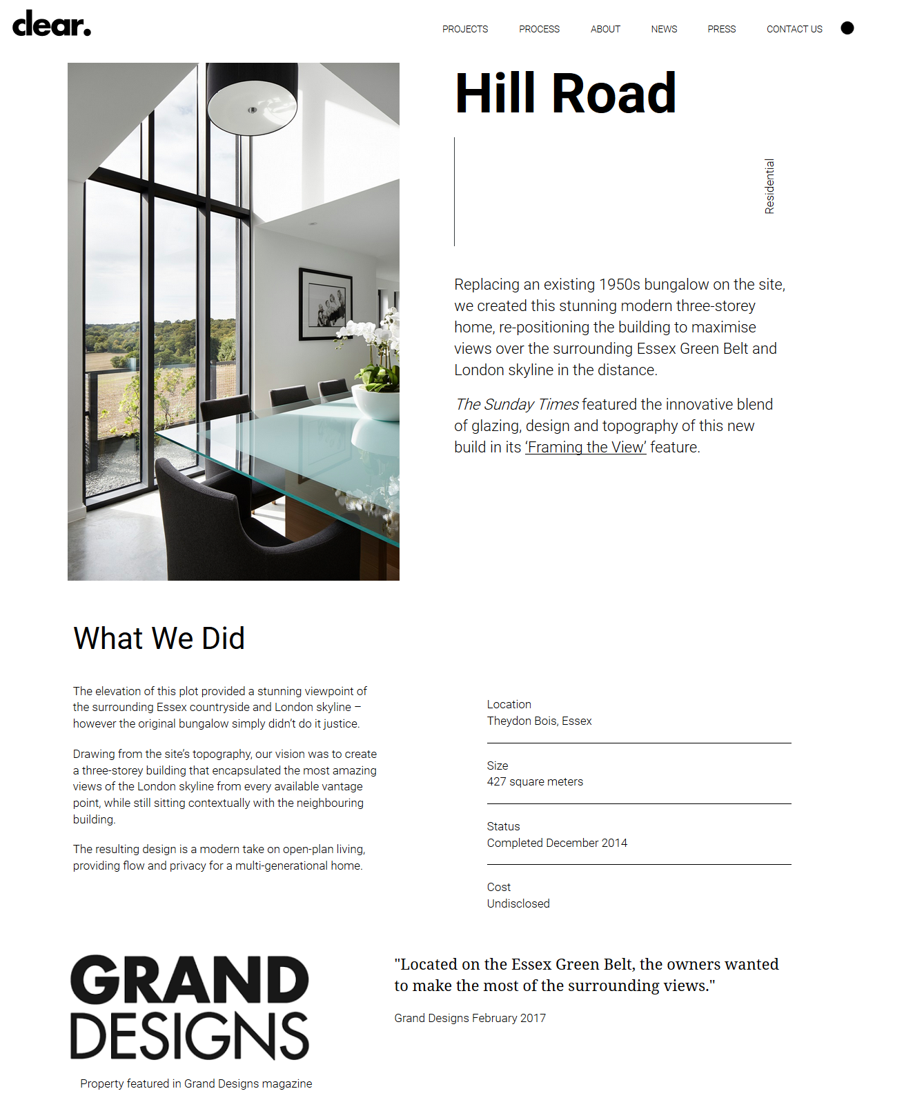 Magazine layout for new website for clear architects