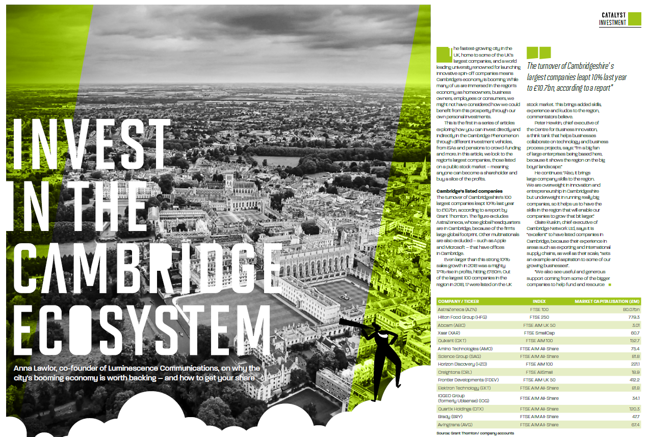 Luminescence magazine series about investing in the Cambridge Cluster launches